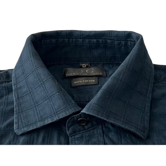 CHARTER CLUB LONG SLV BUTTON-UP  POINTED COLLAR SHIRT, MEN, 17-1/2-44, NAVY BLUE - Picture 2 of 12